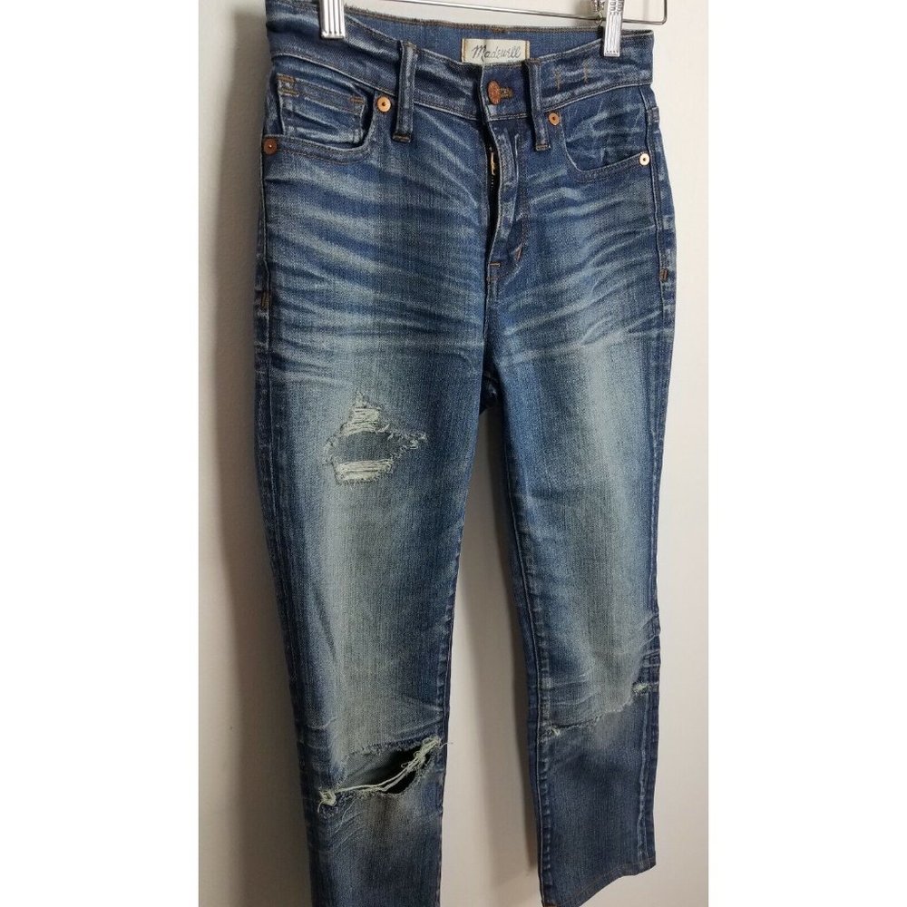 Madewell Women's Sz. 24 High Riser Skinny Distressed Medium Wash Jeans - Picture 2 of 7
